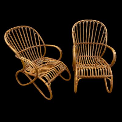 Rattan Armchairs, 1950s, Set of 2-SDV-1261362