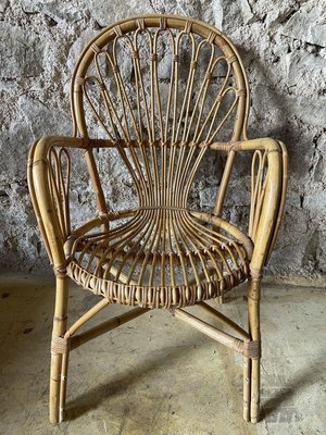 Rattan Armchairs, 1950s, Set of 2-SDV-898070