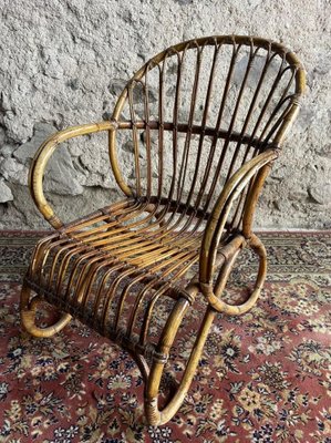 Rattan Armchairs, 1950s, Set of 4-SDV-1332264