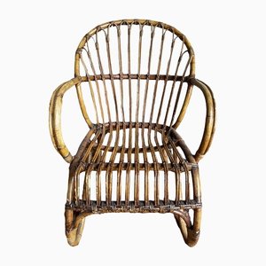 Rattan Armchairs, 1950s, Set of 4-SDV-1332264