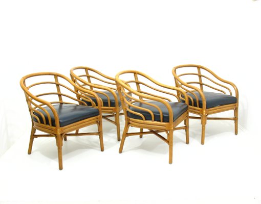 Rattan Armchairs, 1980s, Set of 4-WVA-583021