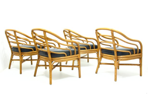 Rattan Armchairs, 1980s, Set of 4-WVA-583021