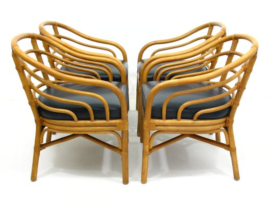 Rattan Armchairs, 1980s, Set of 4-WVA-583021