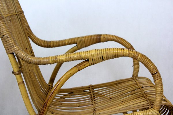 Rattan Armchairs, Table and Stool, 1960s, Set of 4-WVS-1320667