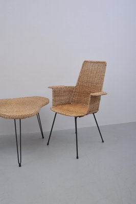 Rattan Armchairs with Table, Set of 3-ZE-995865