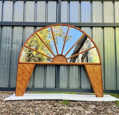 Rattan & Bamboo Arched Headboard With Mirror, Italy, 1960s-LYQ-1171215