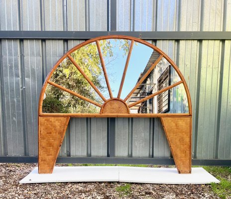 Rattan & Bamboo Arched Headboard With Mirror, Italy, 1960s-LYQ-1171215