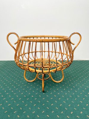 Rattan & Bamboo Basket, Italy, 1960s-LYQ-1171387