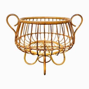 Rattan & Bamboo Basket, Italy, 1960s-LYQ-1171387