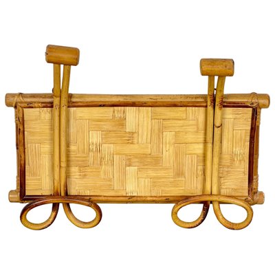 Rattan Bamboo Coat Rack Hanger, Italy, 1960s-LYQ-1171457