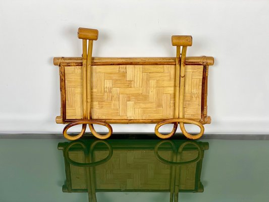 Rattan Bamboo Coat Rack Hanger, Italy, 1960s-LYQ-1171457