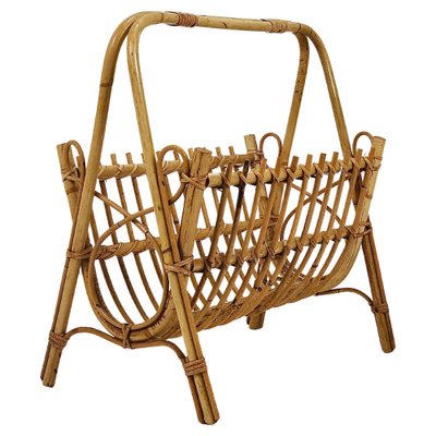 Rattan Bamboo Magazine Rack, France, 1950s-MWV-1805068