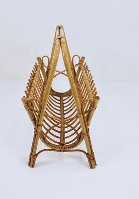 Rattan Bamboo Magazine Rack, France, 1950s-MWV-1805068