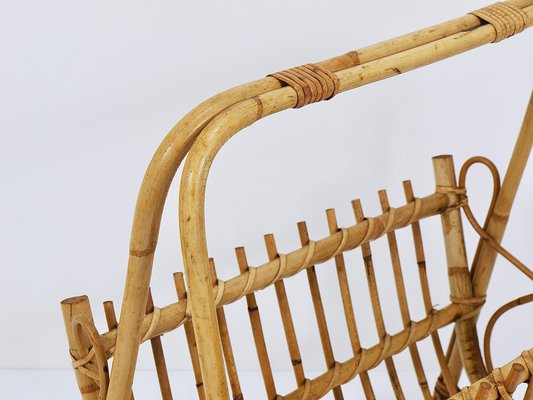 Rattan Bamboo Magazine Rack, France, 1950s-MWV-1805068