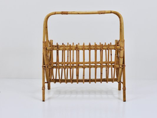 Rattan Bamboo Magazine Rack, France, 1950s-MWV-1805068