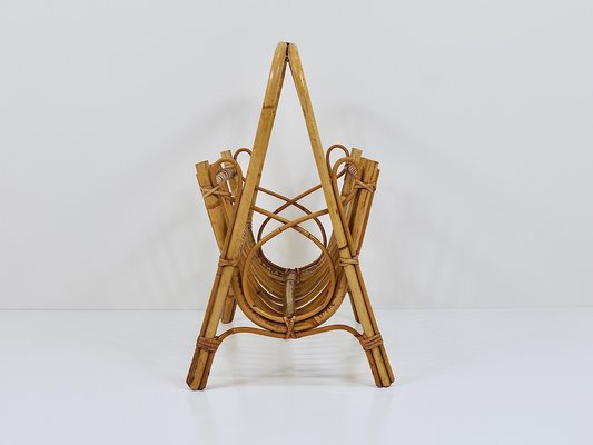 Rattan Bamboo Magazine Rack, France, 1950s-MWV-1805068