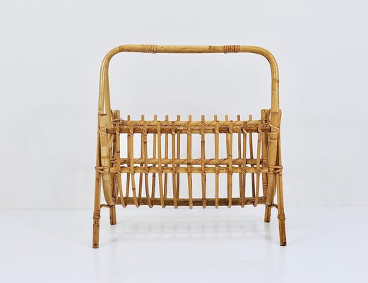 Rattan Bamboo Magazine Rack, France, 1950s-MWV-1805068