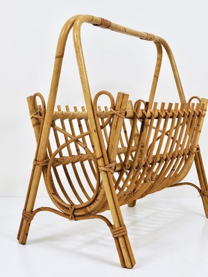 Rattan Bamboo Magazine Rack, France, 1950s-MWV-1805068