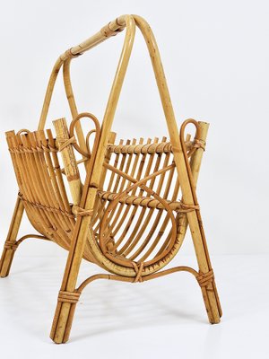 Rattan Bamboo Magazine Rack, France, 1950s-MWV-1805068