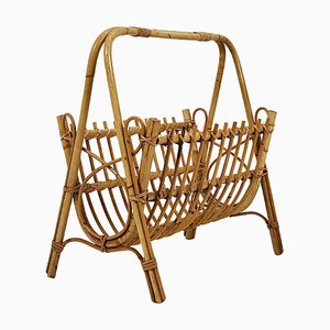 Rattan Bamboo Magazine Rack, France, 1950s-MWV-1805068