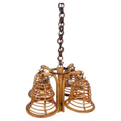 Rattan & Bamboo Pendant in the style of Louis Sognot, Italy, 1960s-LYQ-1364875