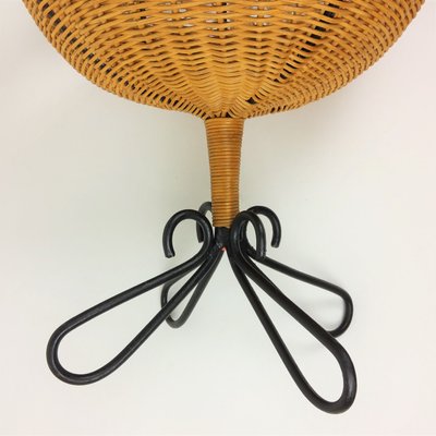 Rattan Basket on Black Metal Stand, 1950s-YBU-743644