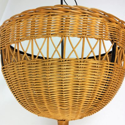 Rattan Basket on Black Metal Stand, 1950s-YBU-743644