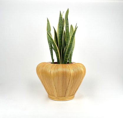 Rattan Cachepot Vase or Plant Holder, Italy, 1970s-LYQ-1258003