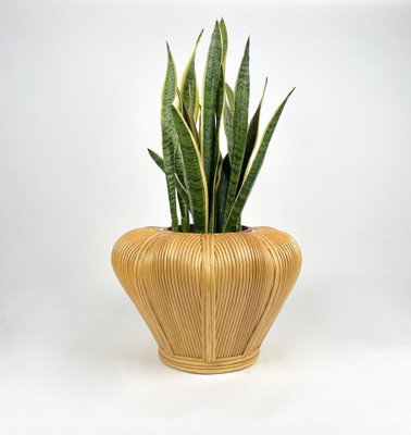 Rattan Cachepot Vase or Plant Holder, Italy, 1970s-LYQ-1258003