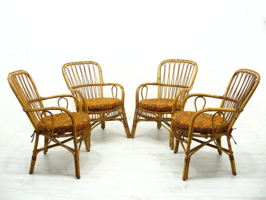 Rattan Chairs, 1970s, Set of 4-WVA-1749102