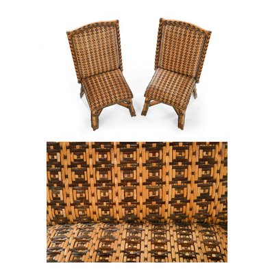 Rattan Chairs and Side Table, Set of 3-NQ-1721219