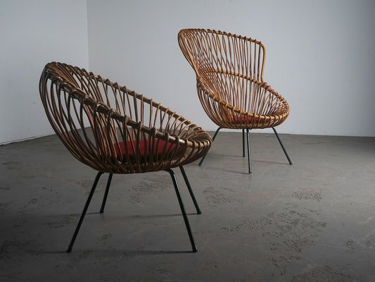 Rattan Chairs in the style of Franco Albini, 1960s, Set of 2-RPY-1797342