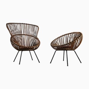 Rattan Chairs in the style of Franco Albini, 1960s, Set of 2-RPY-1797342