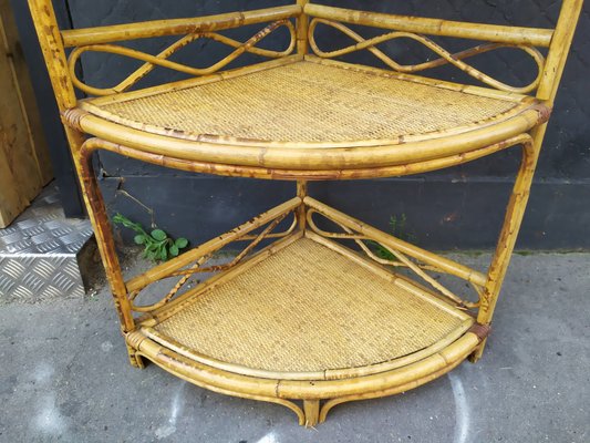 Rattan Corner Shelf, 1960s-EAD-658755