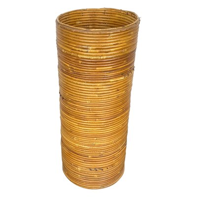 Rattan Cylindrical Umbrella Stand Basket, Italy, 1960s-LYQ-1171634