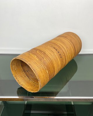 Rattan Cylindrical Umbrella Stand Basket, Italy, 1960s-LYQ-1171634