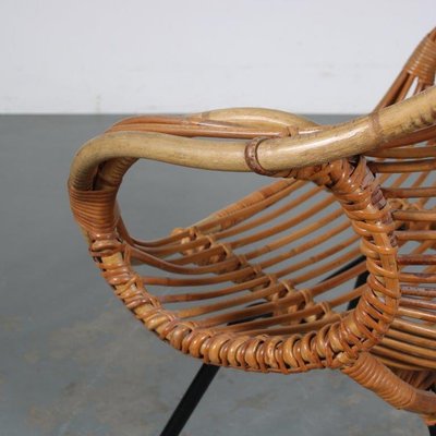 Rattan Easy Chair by Rohé Noordwolde, the Netherlands, 1950s-DV-1371113