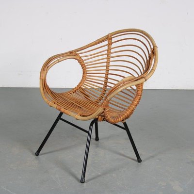 Rattan Easy Chair by Rohé Noordwolde, the Netherlands, 1950s-DV-1371113