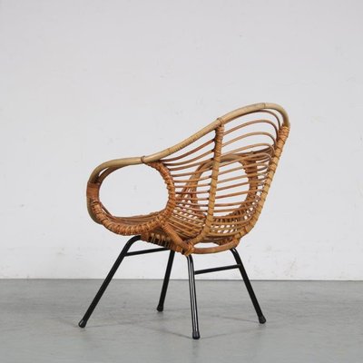 Rattan Easy Chair by Rohé Noordwolde, the Netherlands, 1950s-DV-1371113