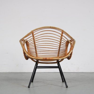 Rattan Easy Chair by Rohé Noordwolde, the Netherlands, 1950s-DV-1371113