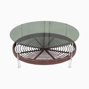 Rattan Glass Acrylic Glass Coffee Table from T Spectrum, 1970s-QVY-1100902