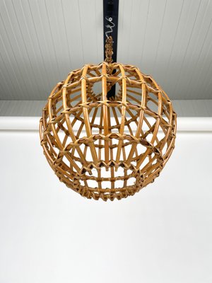 Rattan Globe Pendant Lamp, Italy, 1960s-LYQ-1230678