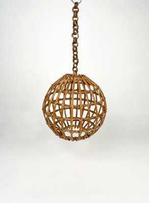 Rattan Globe Pendant Lamp, Italy, 1960s-LYQ-1230678