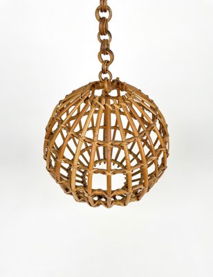 Rattan Globe Pendant Lamp, Italy, 1960s-LYQ-1230678