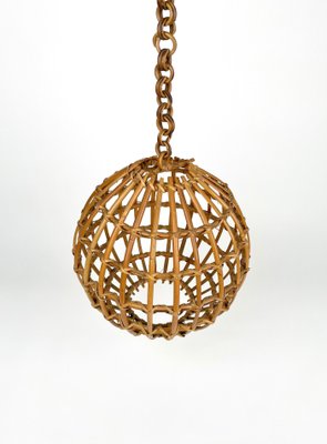 Rattan Globe Pendant Lamp, Italy, 1960s-LYQ-1230678