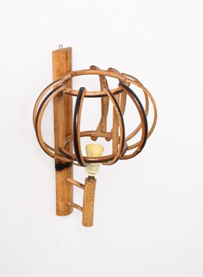 Rattan Lantern Sconces attributed to Louis Sognot, 1960s, Set of 2-JDR-1388284