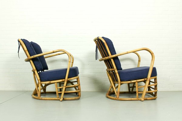 Rattan Living Room Set, 1950s, Set of 3-ZA-843716