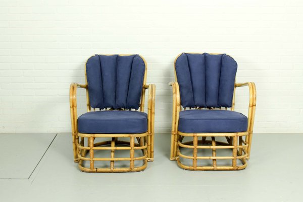 Rattan Living Room Set, 1950s, Set of 3-ZA-843716