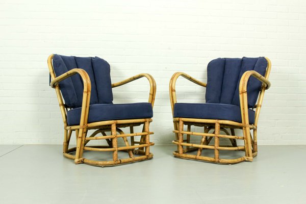 Rattan Living Room Set, 1950s, Set of 3-ZA-843716