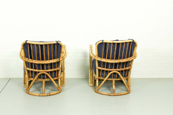 Rattan Living Room Set, 1950s, Set of 3-ZA-843716